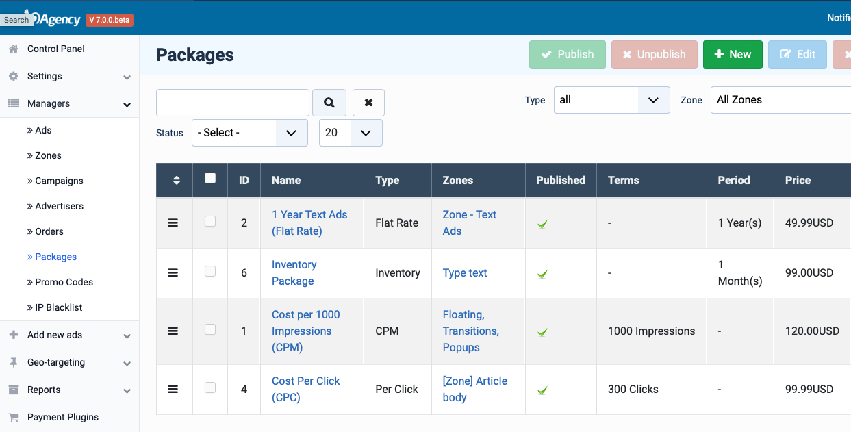 Joomla Adagency Pro packages