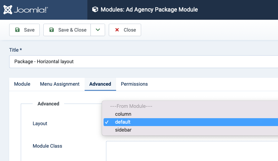 Joomla Adagency Pro packages module