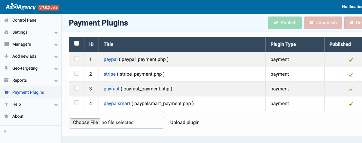 Joomla Adagency Pro payment plugins