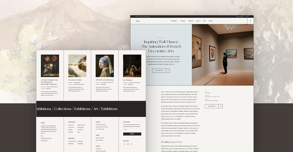 Joomla museum template exhibition layout