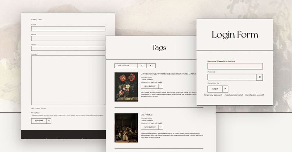 Joomla museum template default pages