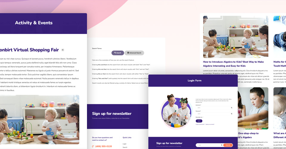 Joomla default pages for kids education template
