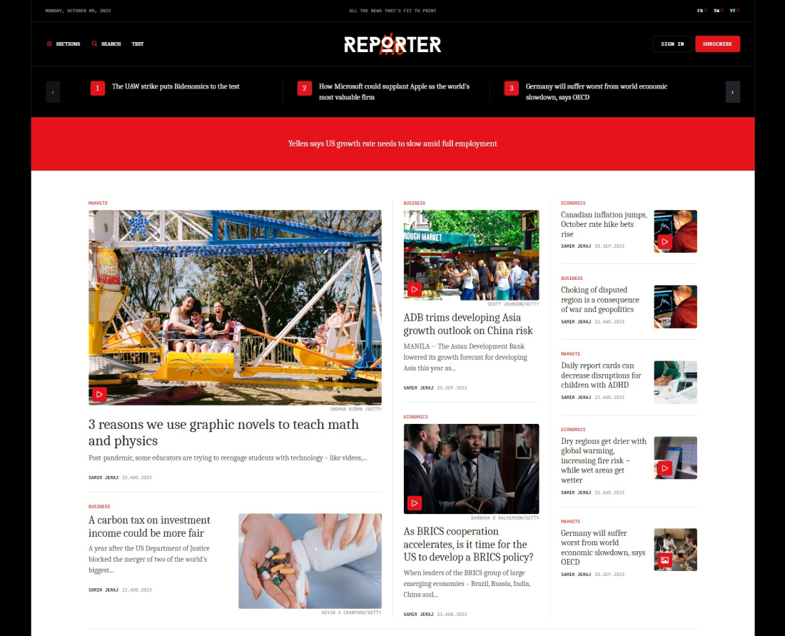 GK Reporter homepage layout