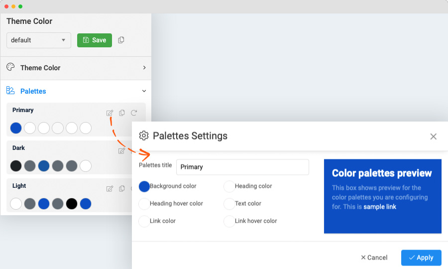 Joomla template color setting