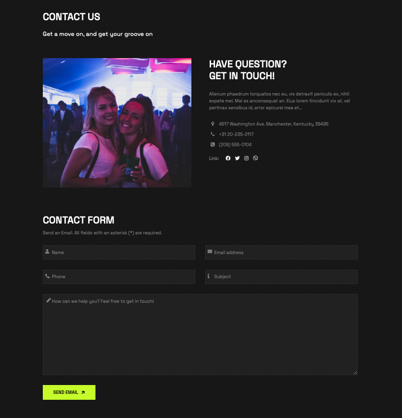 JA Festival Joomla template contact page