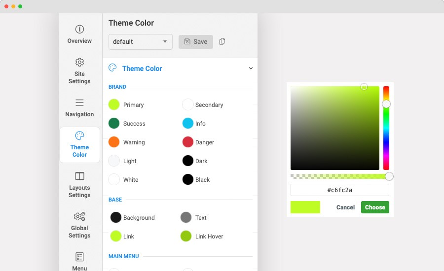 Joomla template theme color setting