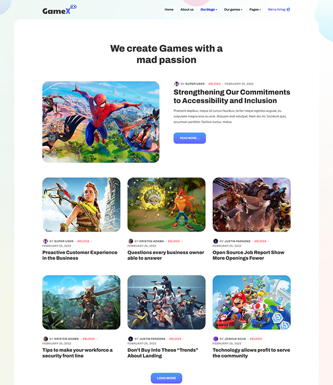 New and Trending Gaming Website Templates