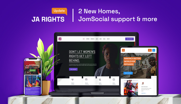 New: JA Rights update is here with 2 new Home page variations, JomSocial support and more
