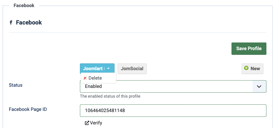joomla social feed plugin profile settings