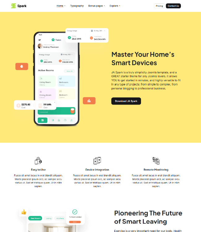 Product Joomla template - JA Spark