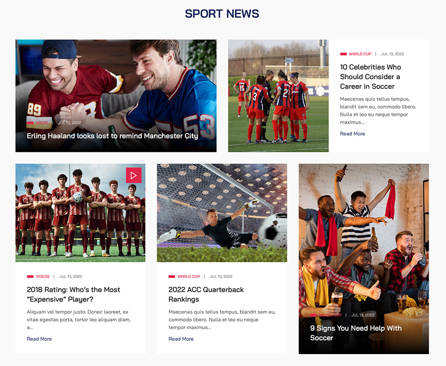 JA Sport news stories template