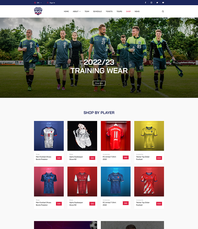 Sport and Footbal Club shop Joomla template - JA Sport