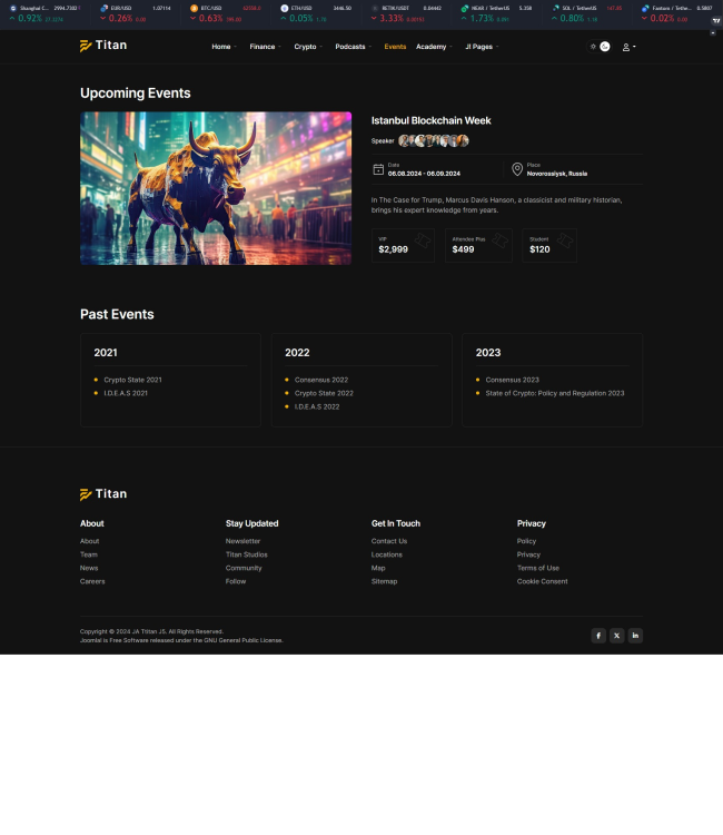 Crypto event Joomla template - JA Titan