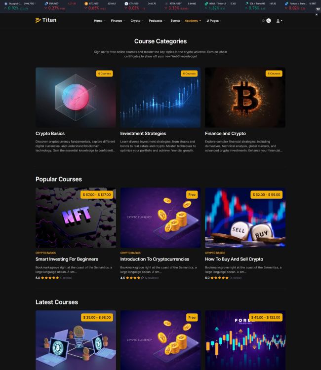 Crypto LMS Joomla template - JA Titan