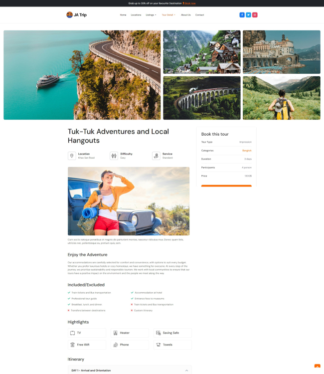 Premier Joomla Template for Travel Agencies - JA Trip | JoomlArt