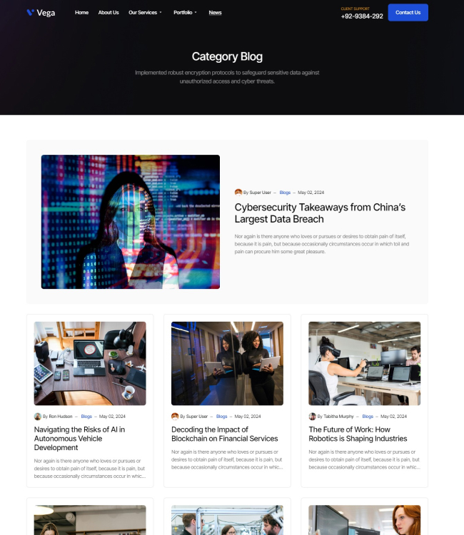 Business Joomla news template - JA Vega