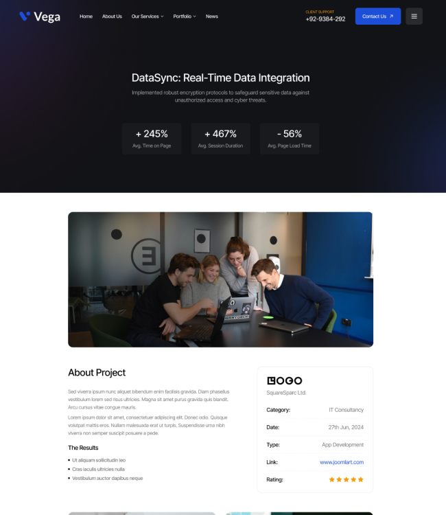 Joomla business portfolio template - JA Vega