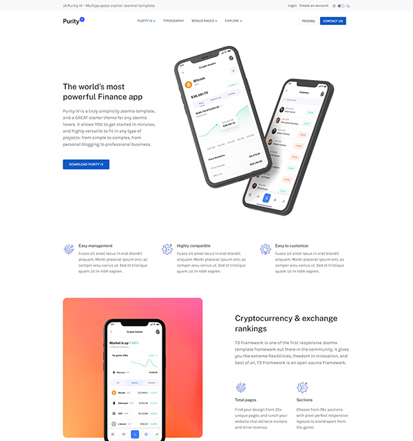 free joomla template for products ja purity iv