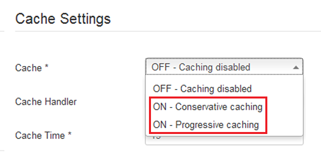 Enable Progressive or Conservative Caching