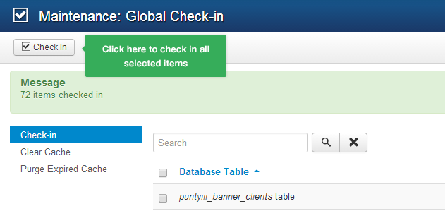 Global Check In button