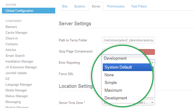 Joomla Error Reporting