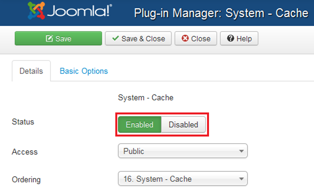Enable System-Cache plugin