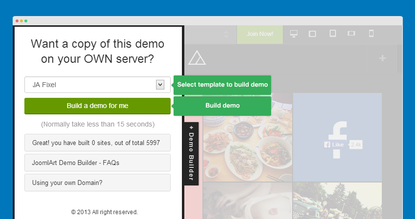 Demo Builder at JoomlArt