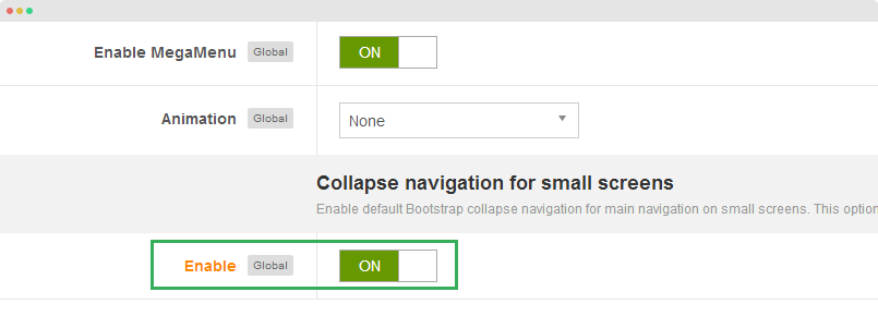 enable Collapse navigation