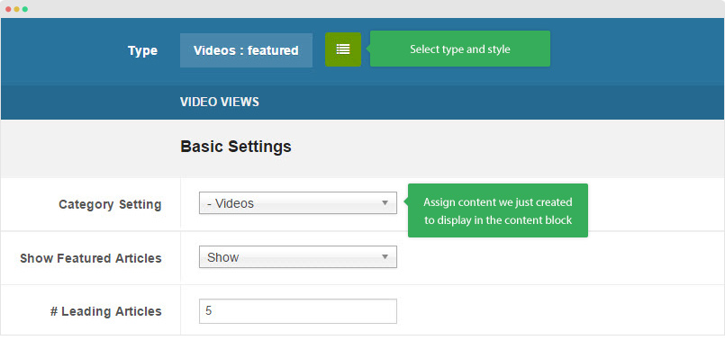 featured video setting