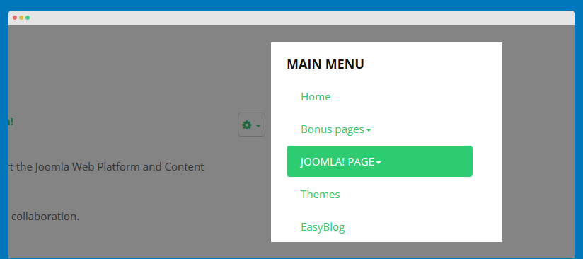 Main menu menu module