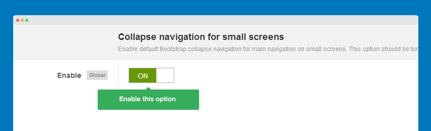 Enable collapse navigation option for small screens
