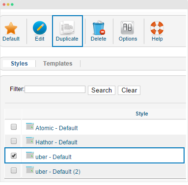 Duplicate template style