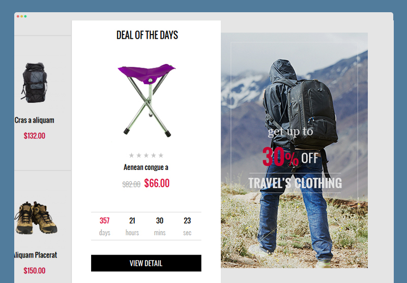 Magento extension ProductDeal in Responsive Magento theme TravelGear