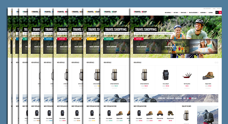 5 color options in Responsive Magento theme TravelGear