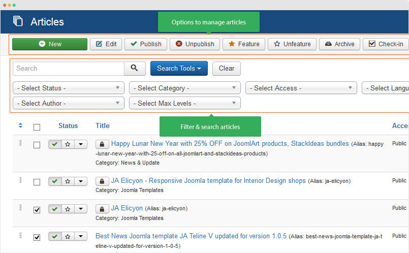 joomla options