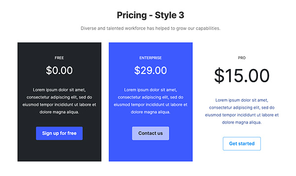 pricing table 3