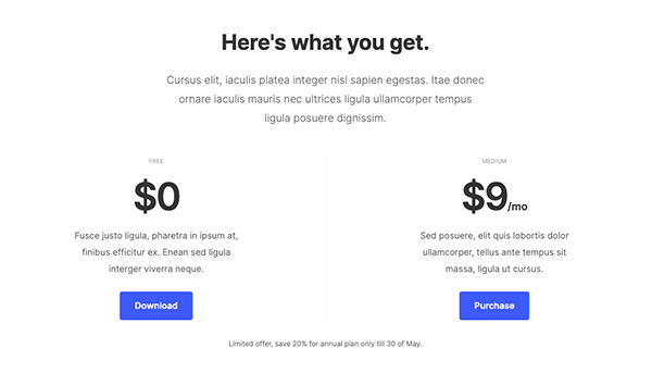 pricing table 4