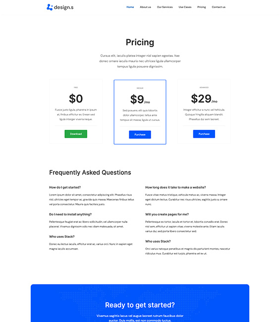 Design Services pricing Joomla template