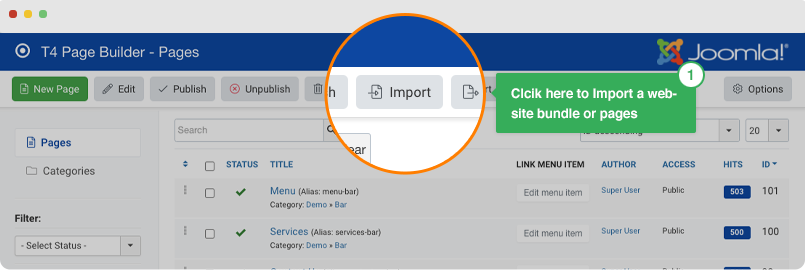 import joomla website bundle