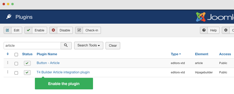 t4 joomla template builder article integration