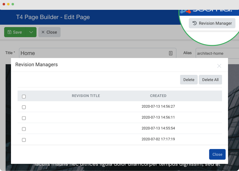 Joomla page builder revisions