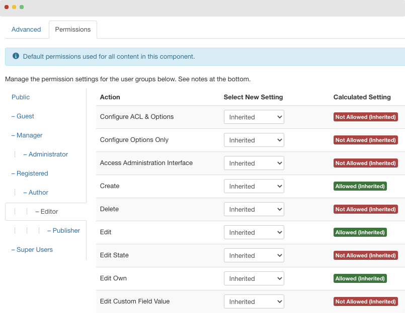 T4 Page builder permission settings