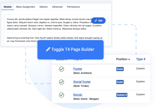 t4 joomla page builder custom html module integration