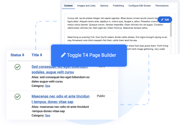 t4 joomla page builder article integration
