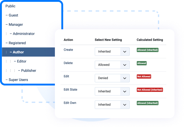 joomla page builder permission settings