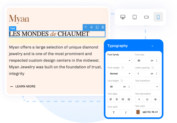 joomla page builder responsive configuration